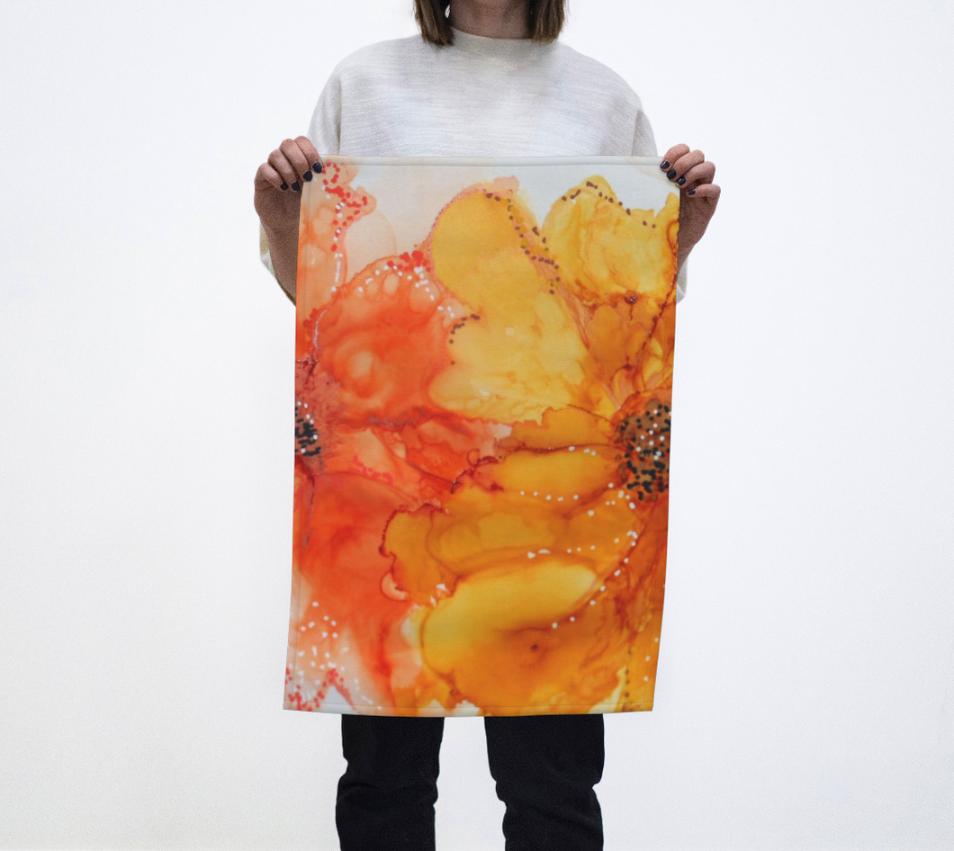 Warm Flowers Tea Towel