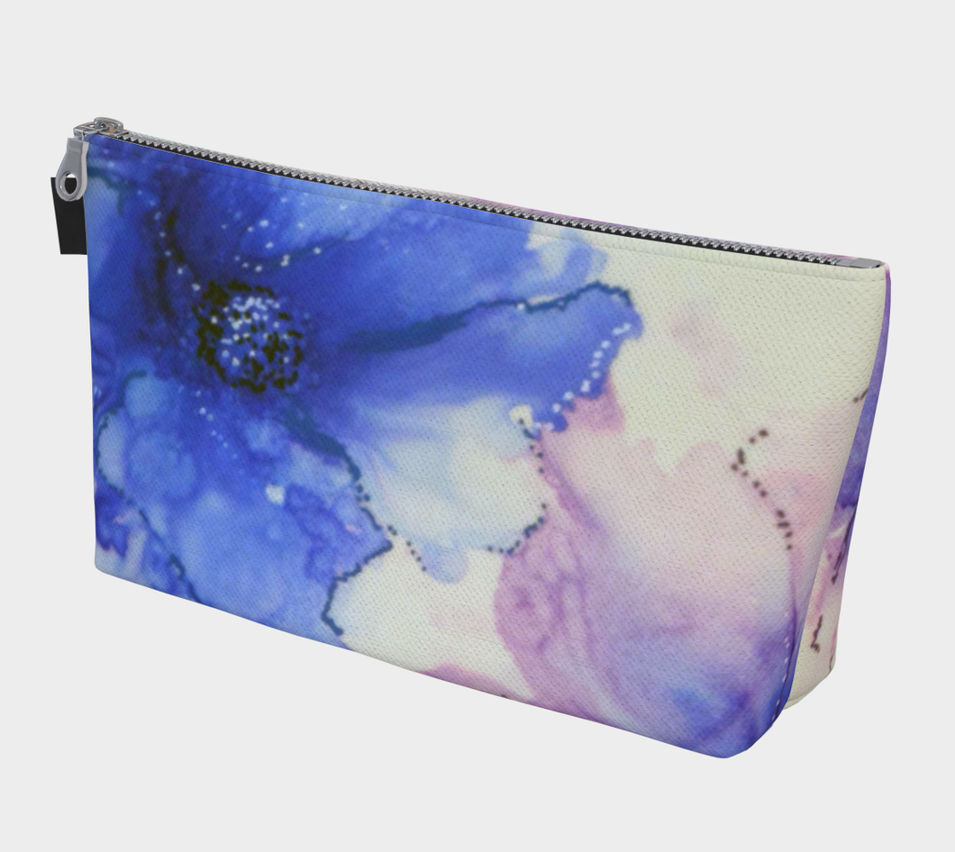 Pink and Blue Blooms Makeup or Travel Bag