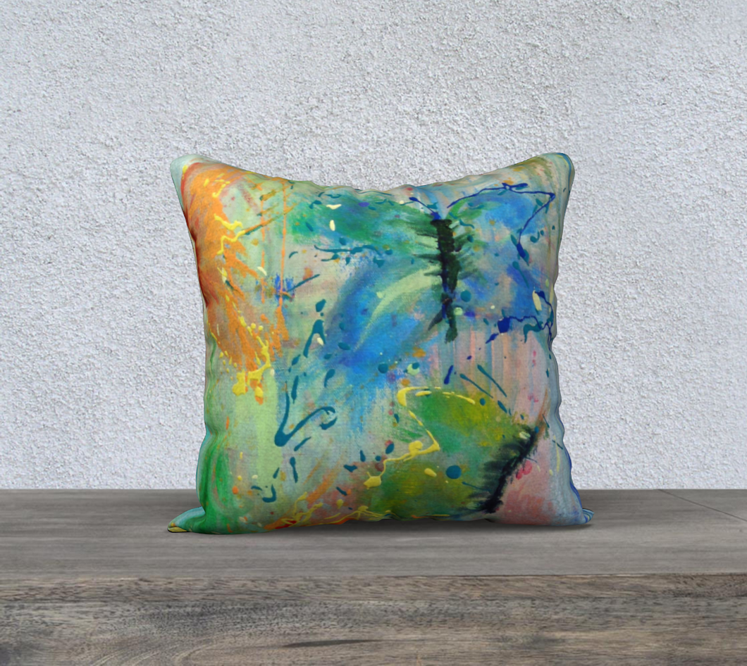 Flutter in the Rain Square Pillow