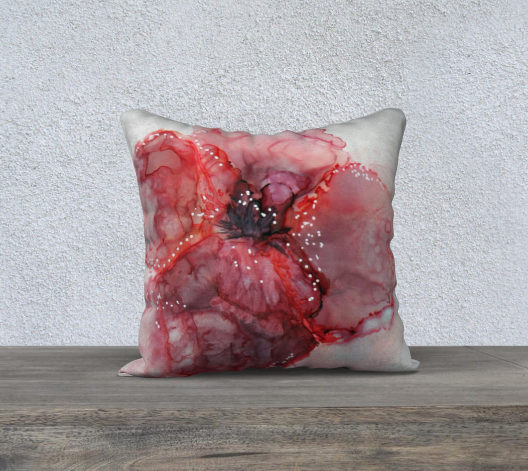 Red Velvet Flower Pillow Case