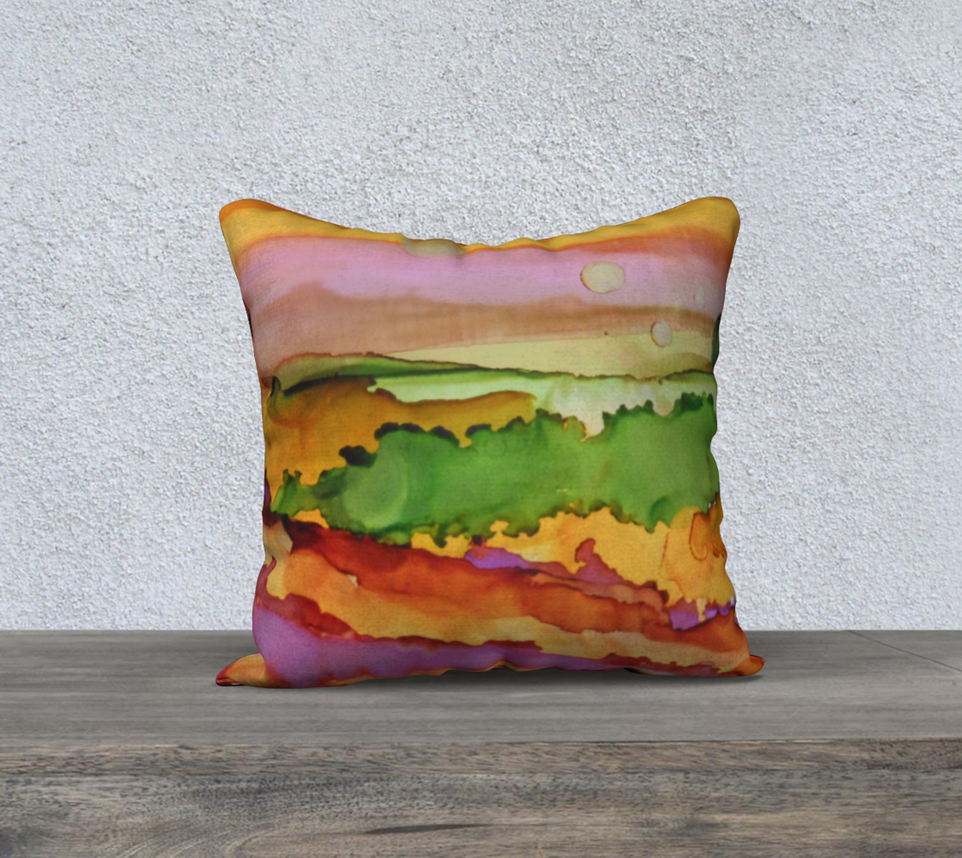 Sunset fields square pillow