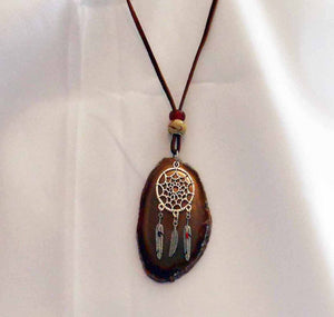 Dreamcatcher Agate Slice Pendant